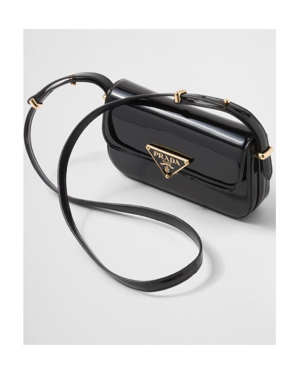 Prada Black Logo-Plaque Foldover Top Shoulder Bag