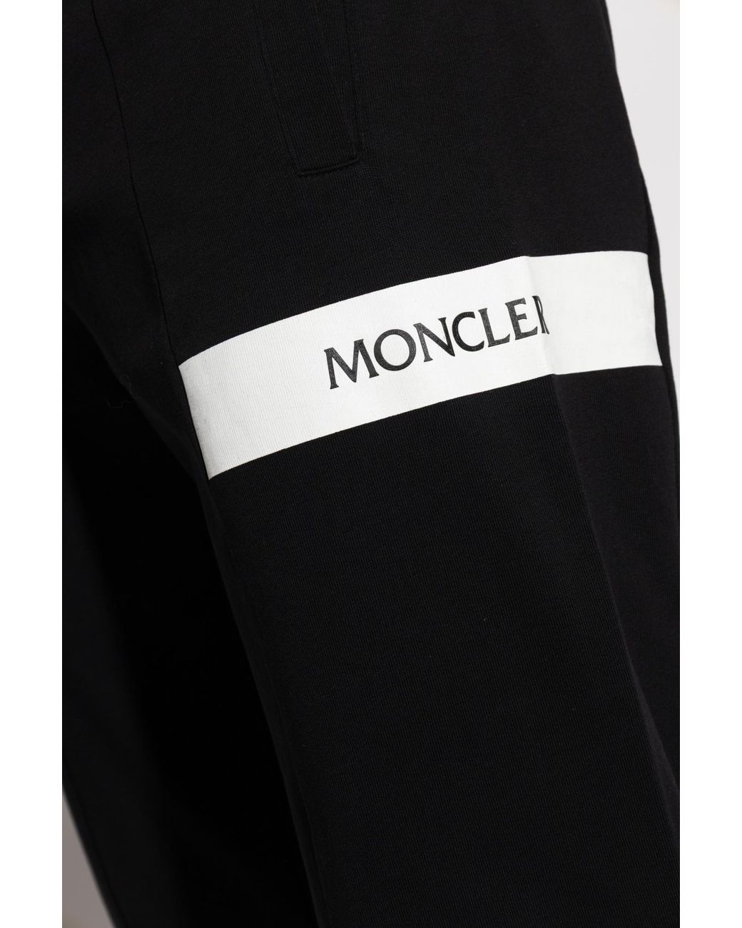 Moncler Black Logo Printed Drawstring Trousers for men