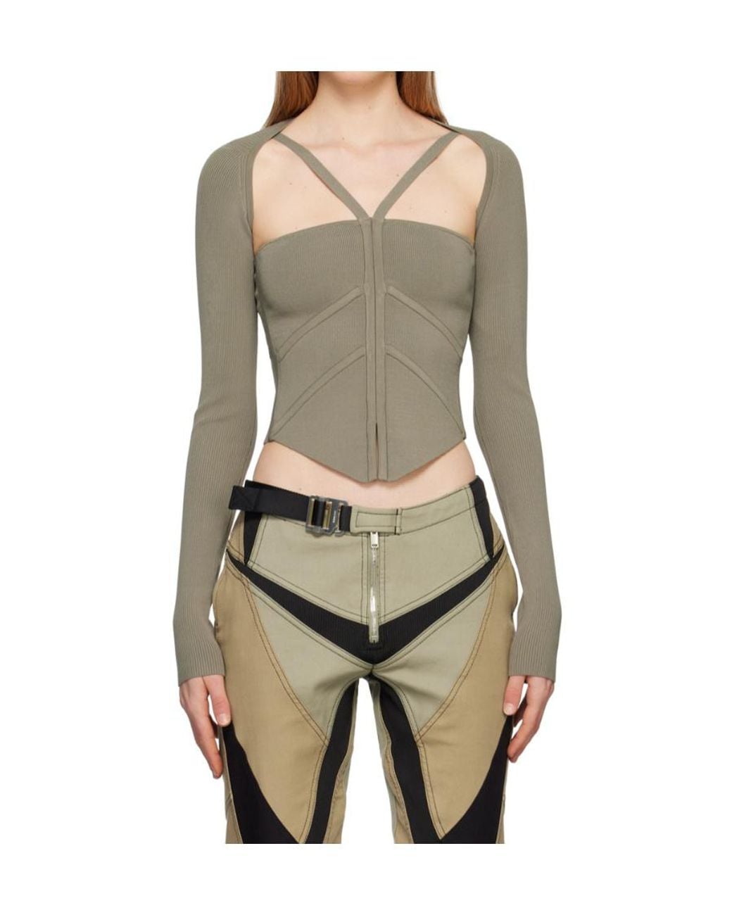 Dion Lee Natural Square-Neck Corset-Style Top