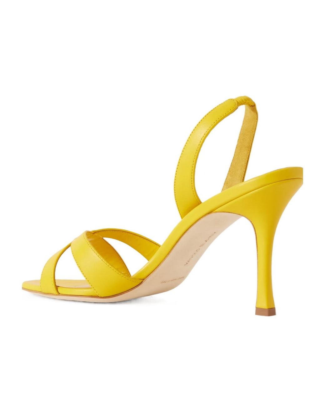 Manolo Blahnik Yellow Leather Slingback Sandals