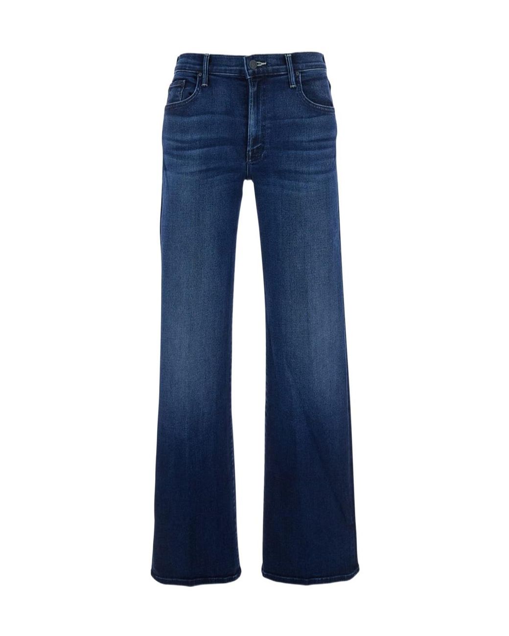 Mother Blue 'The Mid Rise Mavin Sneak' Jeans With Belt Loops And Logo Embroidery On The Rear