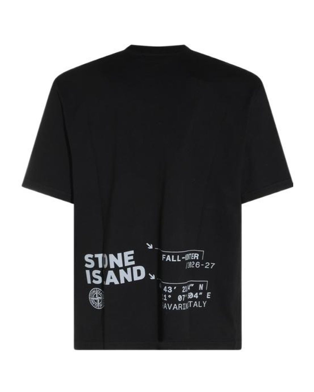 Stone Island Black Compass Logo Print T-Shirt for men