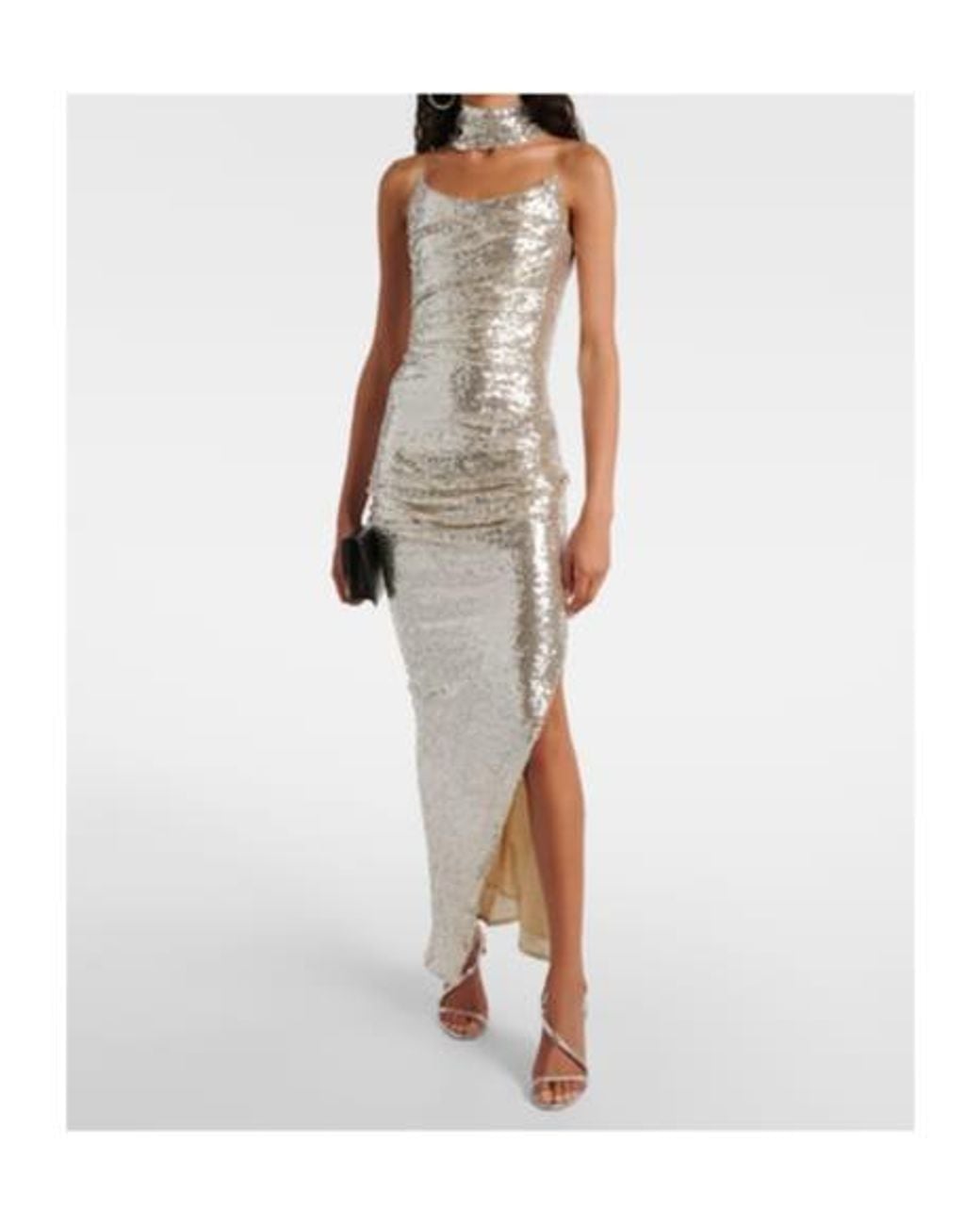 Maticevski White Exhilarate Gathered Sequined Gown