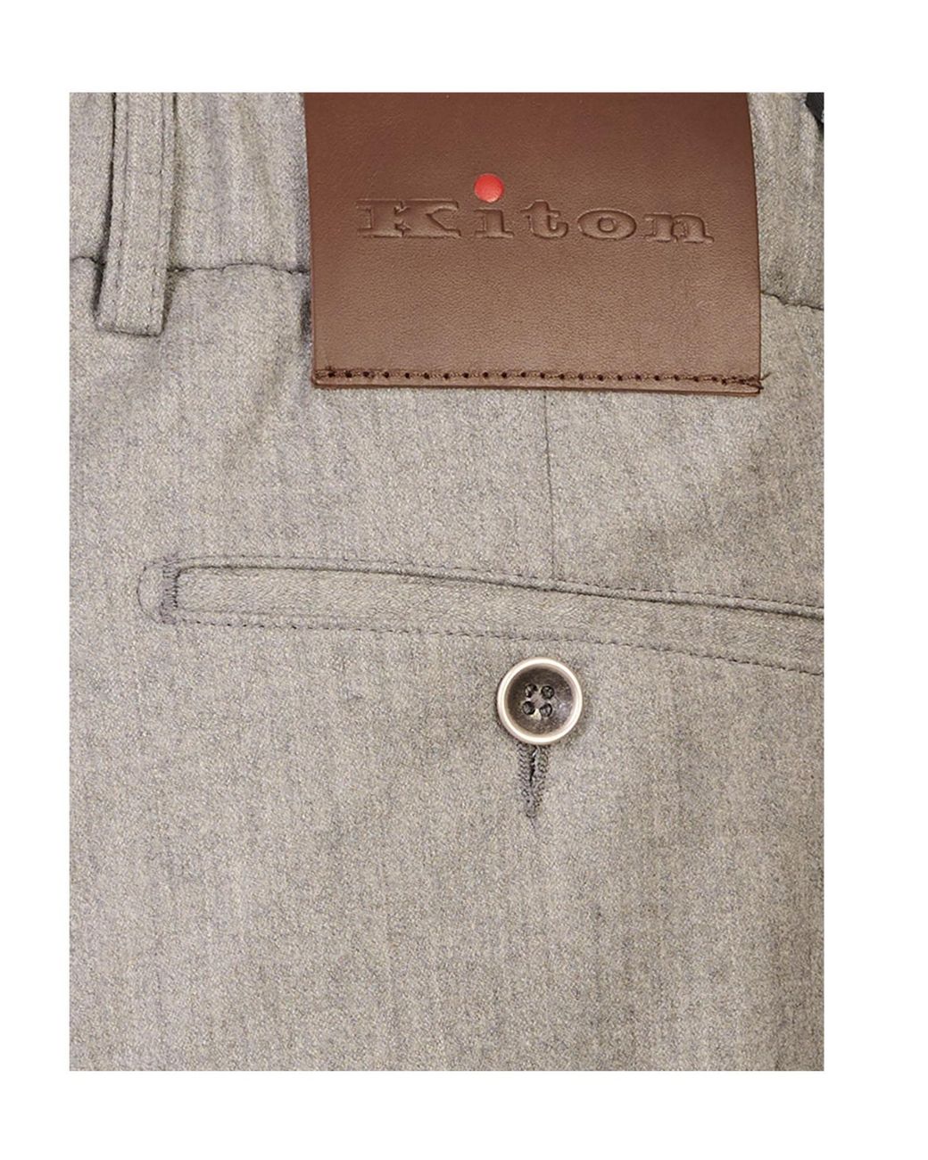 Kiton Gray Logo-Patch Straight-Leg Trousers for men