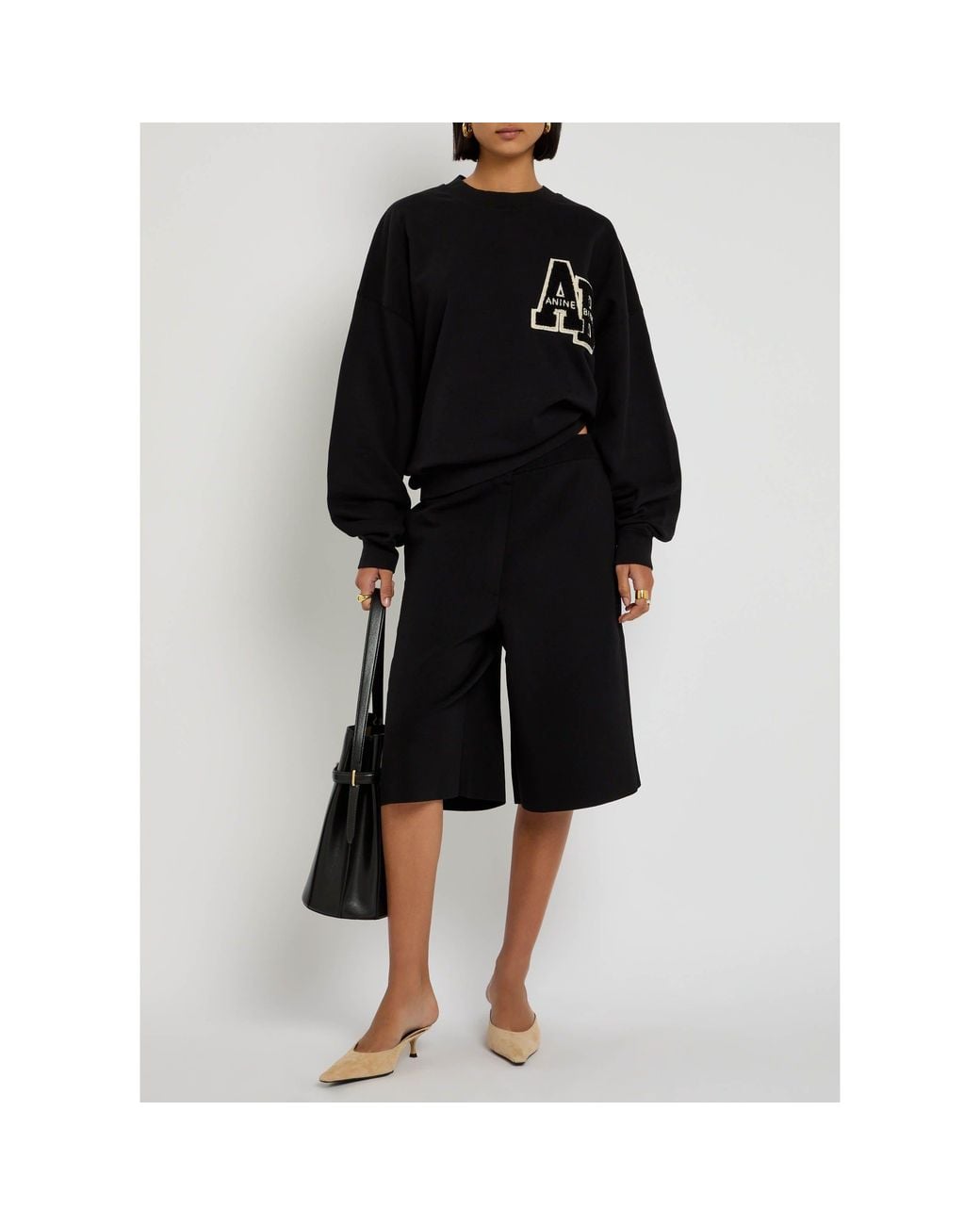 Anine Bing Black Cotton Sweatshirt