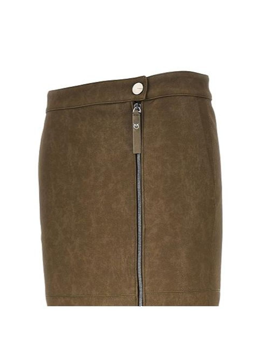 Pinko Green Zip-Detail Midi Skirt