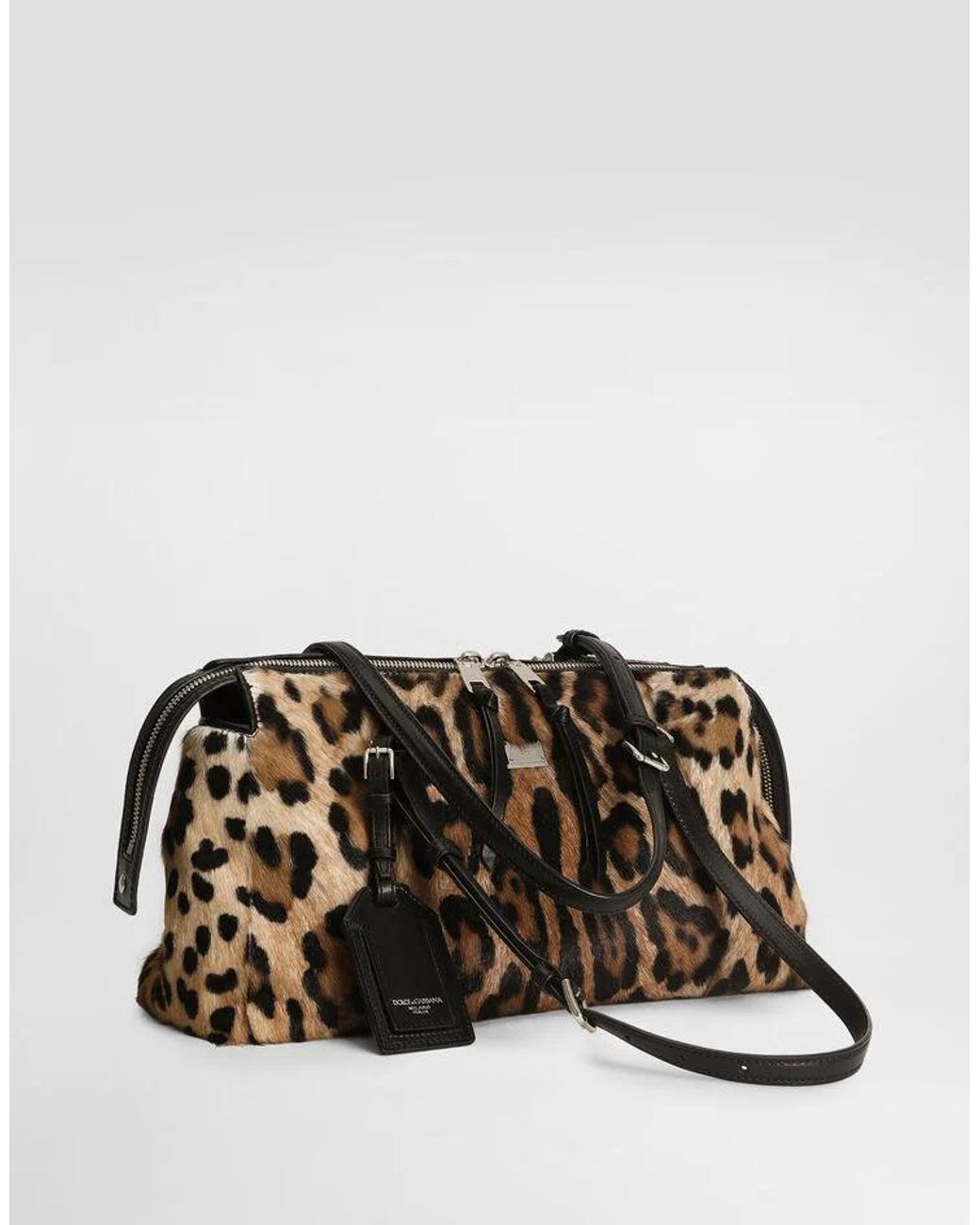 Dolce & Gabbana Black Leopard Printed Vittoria Bag