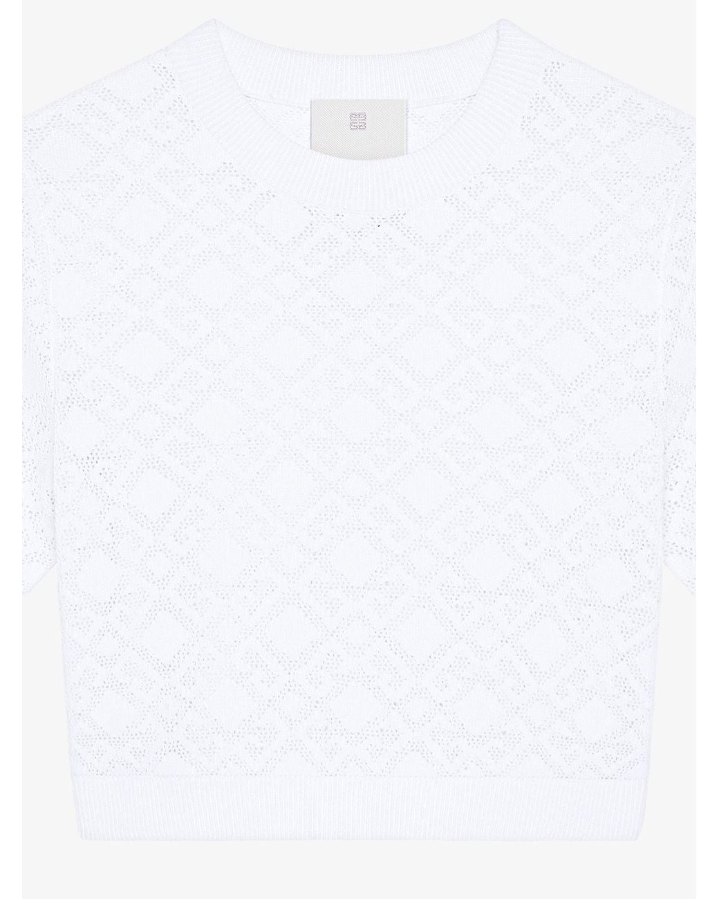 Givenchy White Monogram 72 Jacquard Short-Sleeve Knit Top