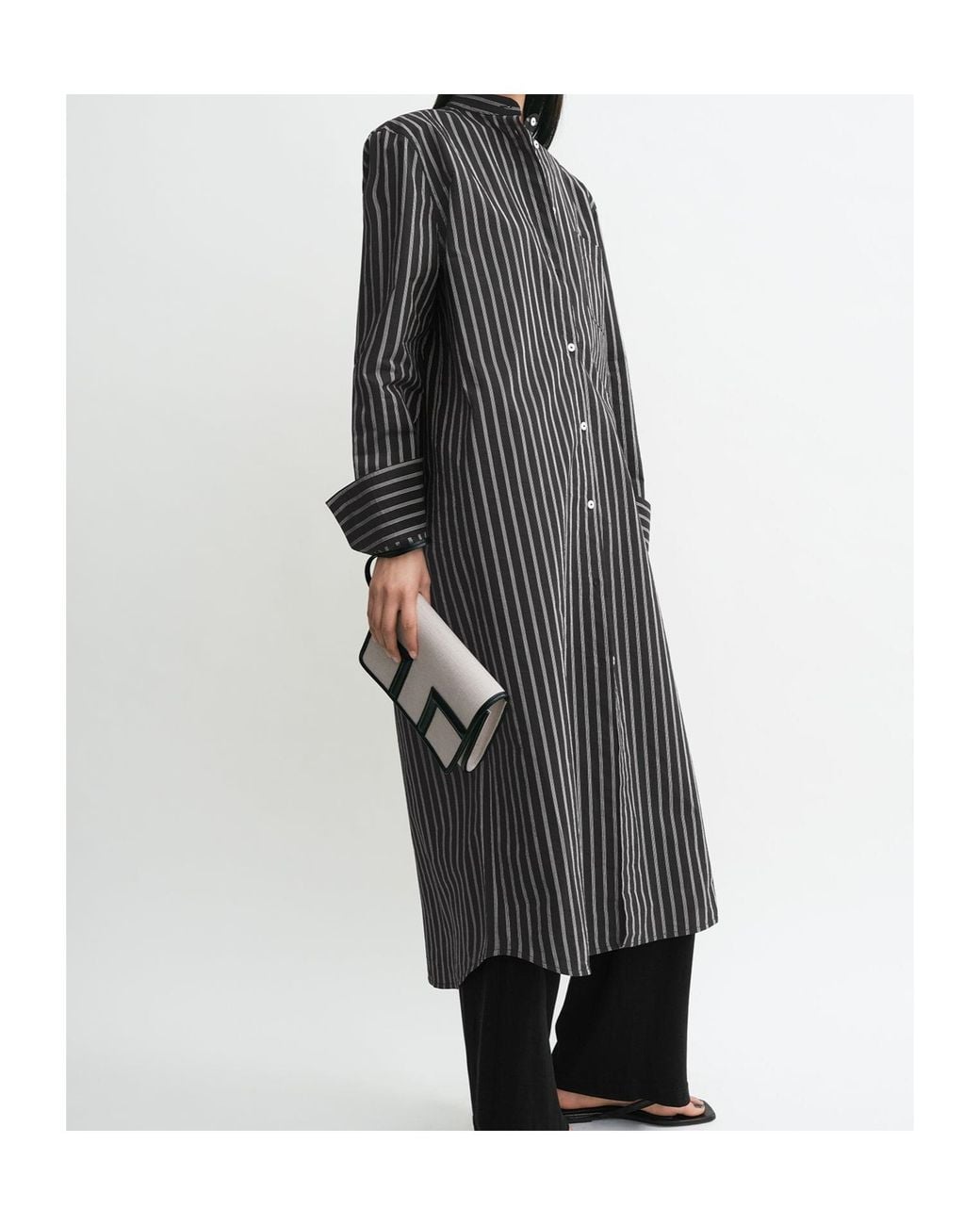 Totême  Black Totême Long-Sleeved Striped Shirt Dress
