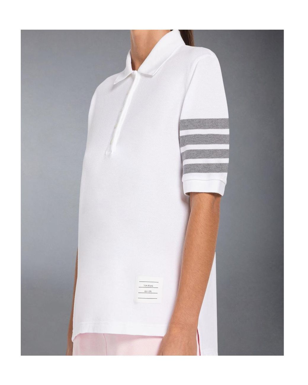 Thom Browne White 4-Bar Short Sleeved Polo Top