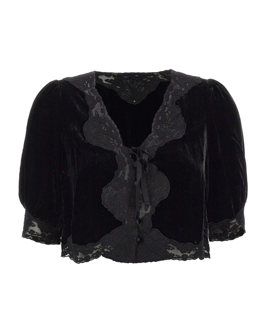 Rixo Black Ursula Velvet Top