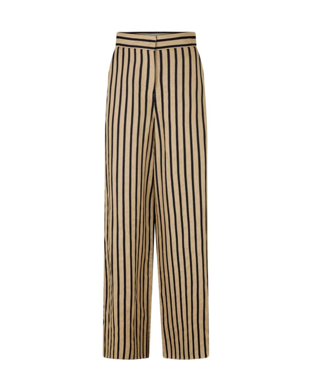 Max Mara Natural Cestino Striped Palazzo Trousers
