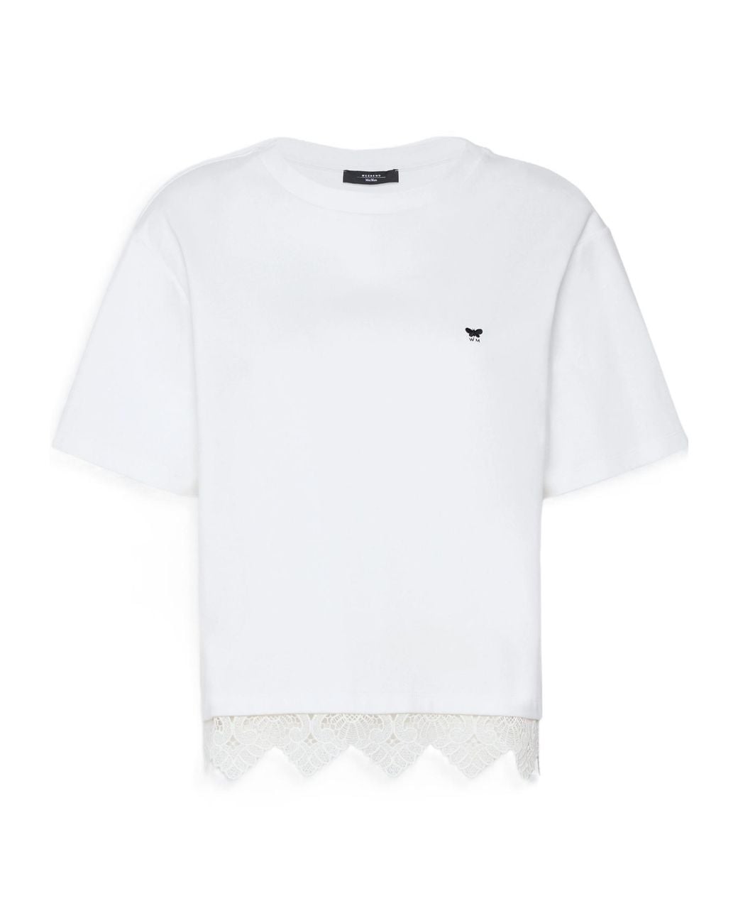 Weekend by Maxmara White Lace Trim Boxy T-Shirt