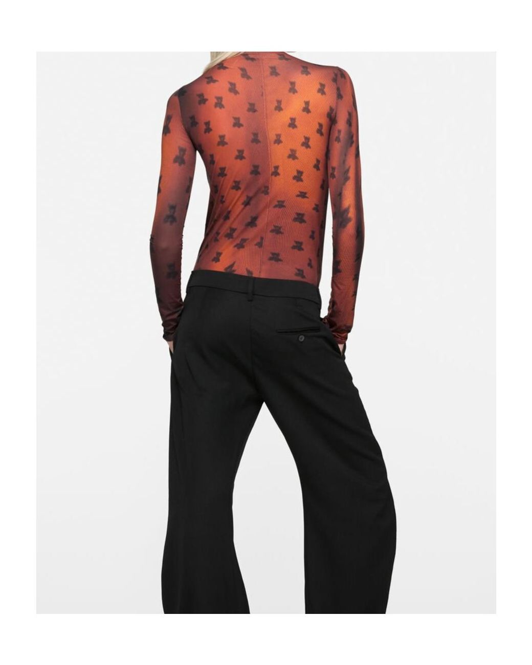 Acne Red Fitted Printed T-Shirt