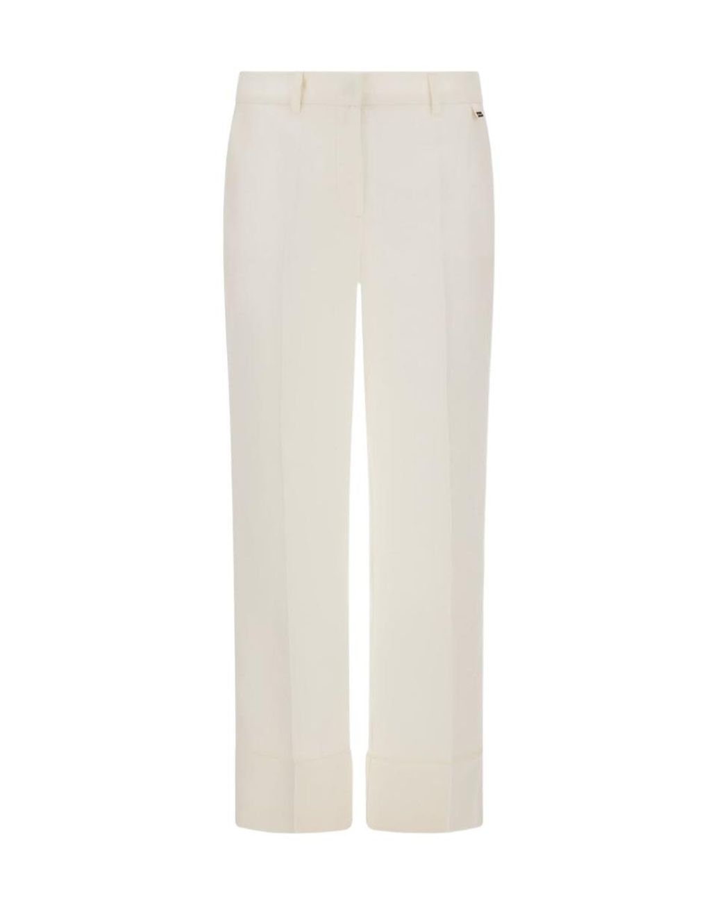 Herno White Pressed Crease Turn-Ups Trousers