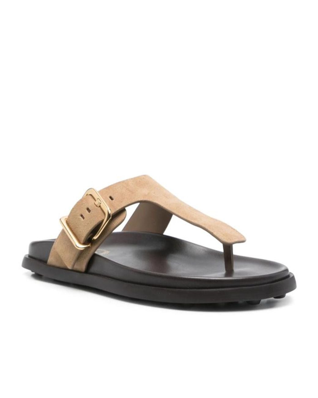 Tod's Brown Buckle Detailed Thong Sandals