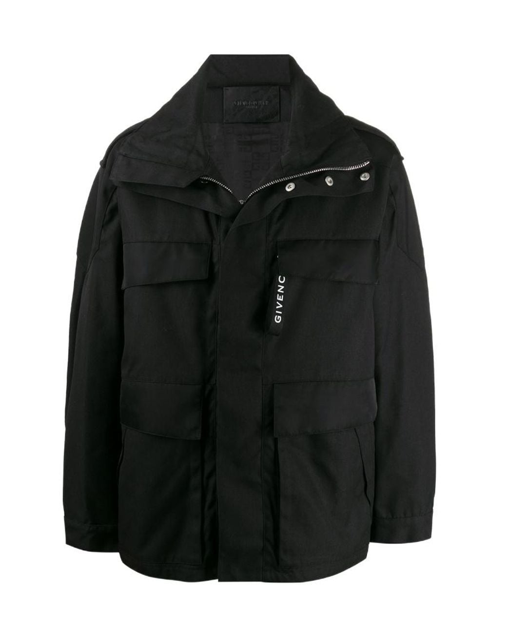 Givenchy Black Hooded Logo Windbreaker for men