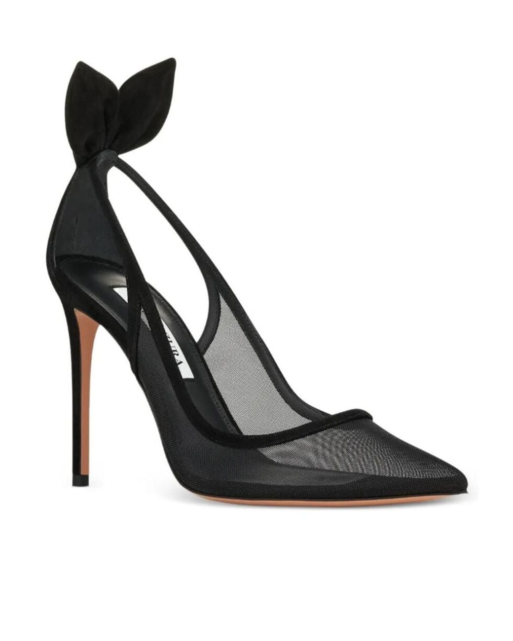 Aquazzura Black Bow Tie Mesh Heeled Pumps
