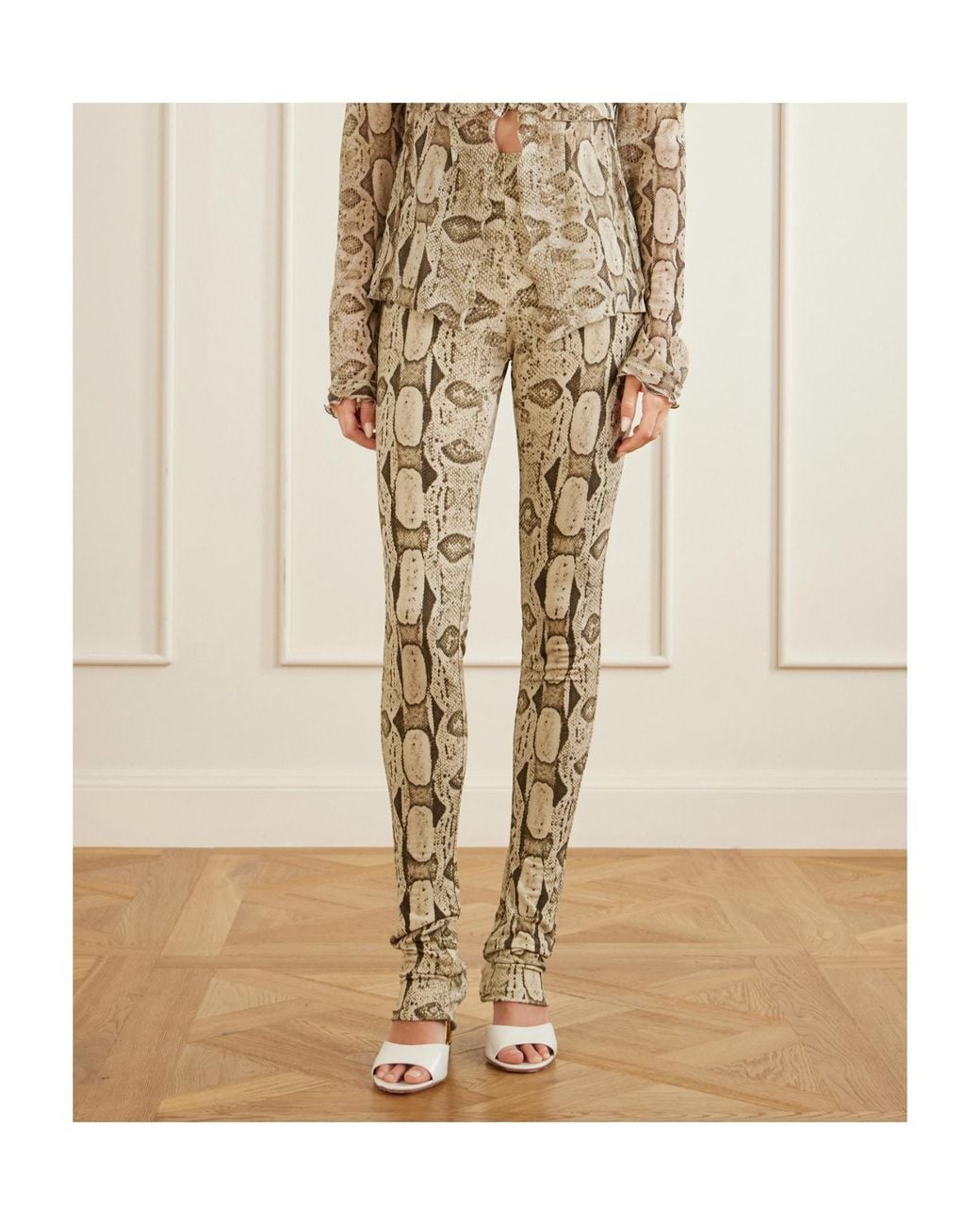 Gucci Metallic Snake-Print Casual Trousers
