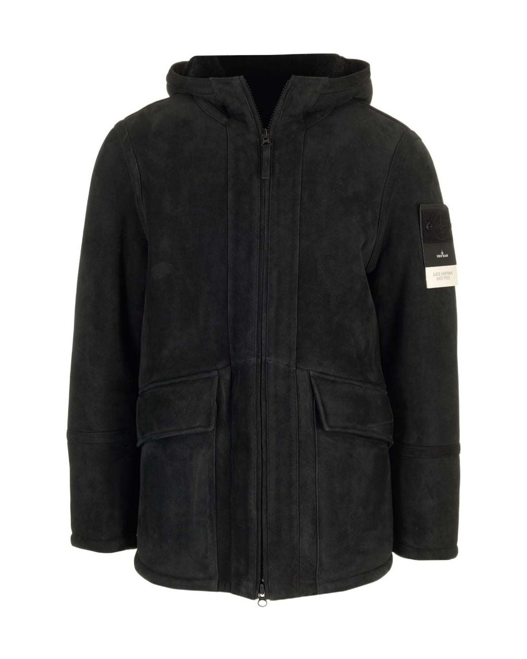 Stone Island Black Hooded Zipped Jacket for men