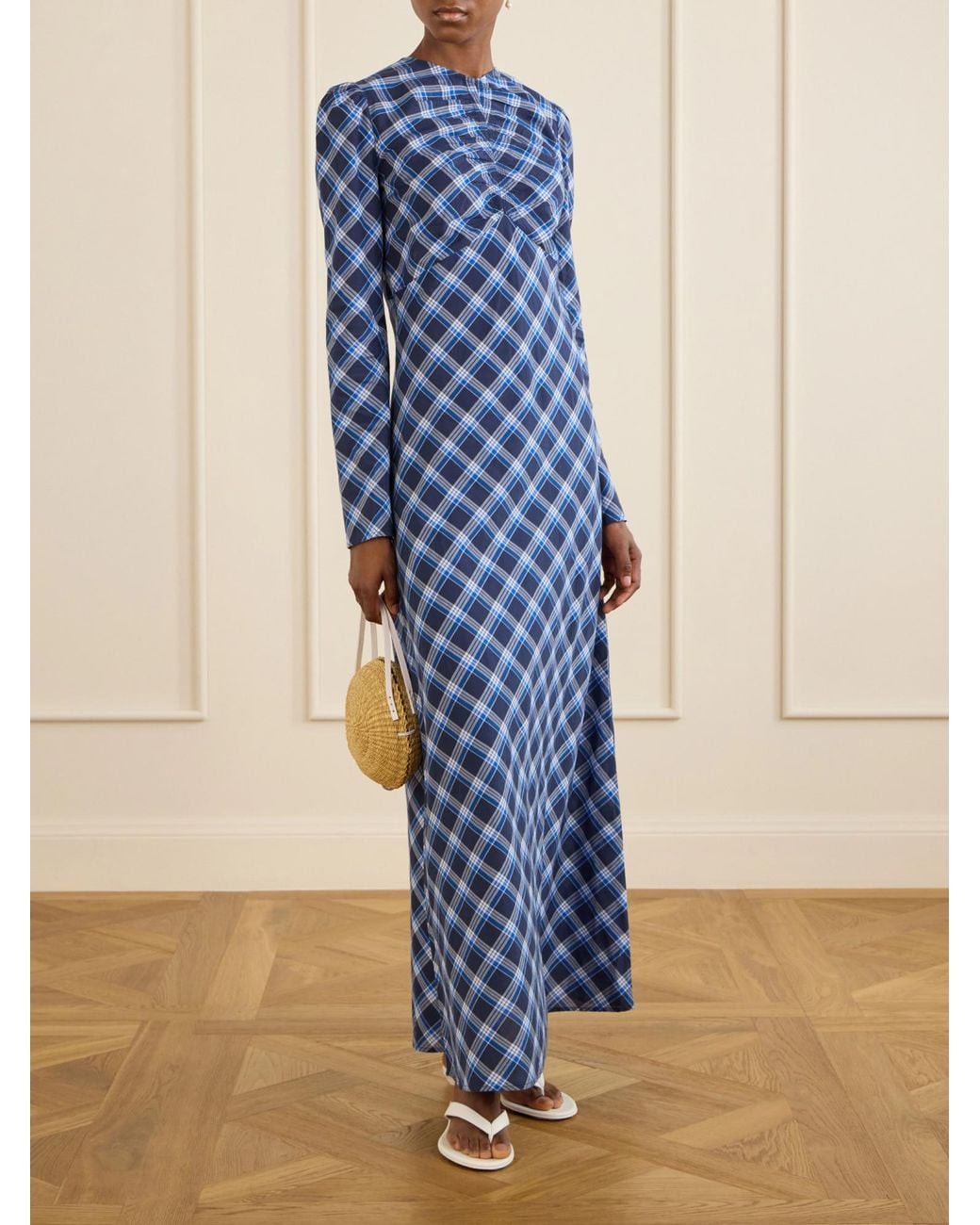 Doen Blue Vintage Printed Long-Sleeve Maxi Dress