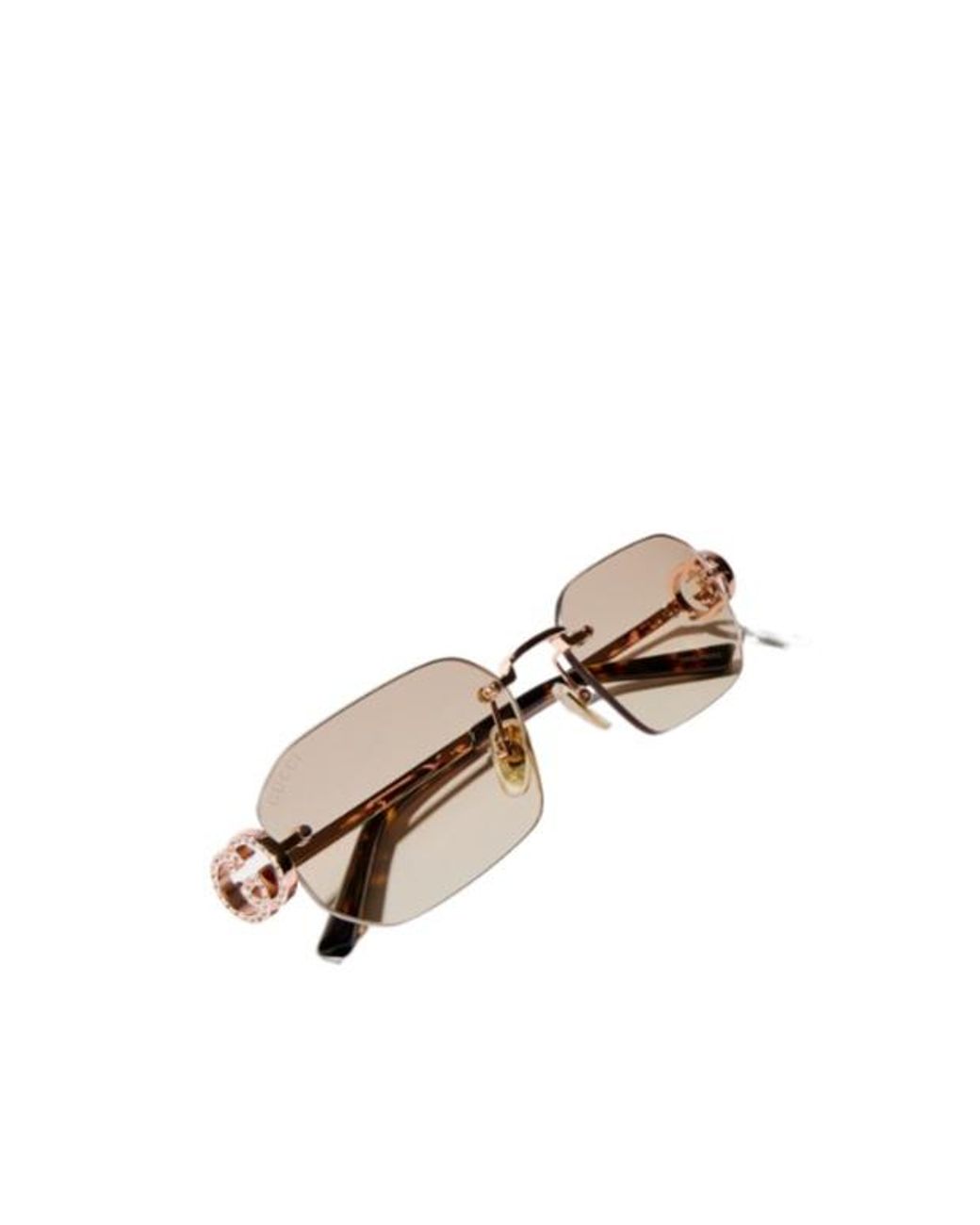 Gucci Natural Rectangular-Frame Sunglasses