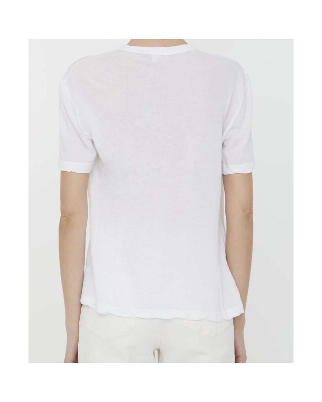 James Perse White Scallop-Edge Cotton T-Shirt