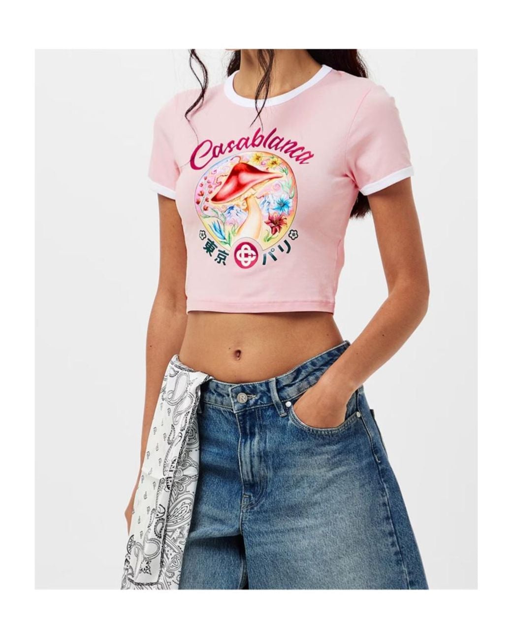Casablanca Pink Logo Crew Neck T-Shirt