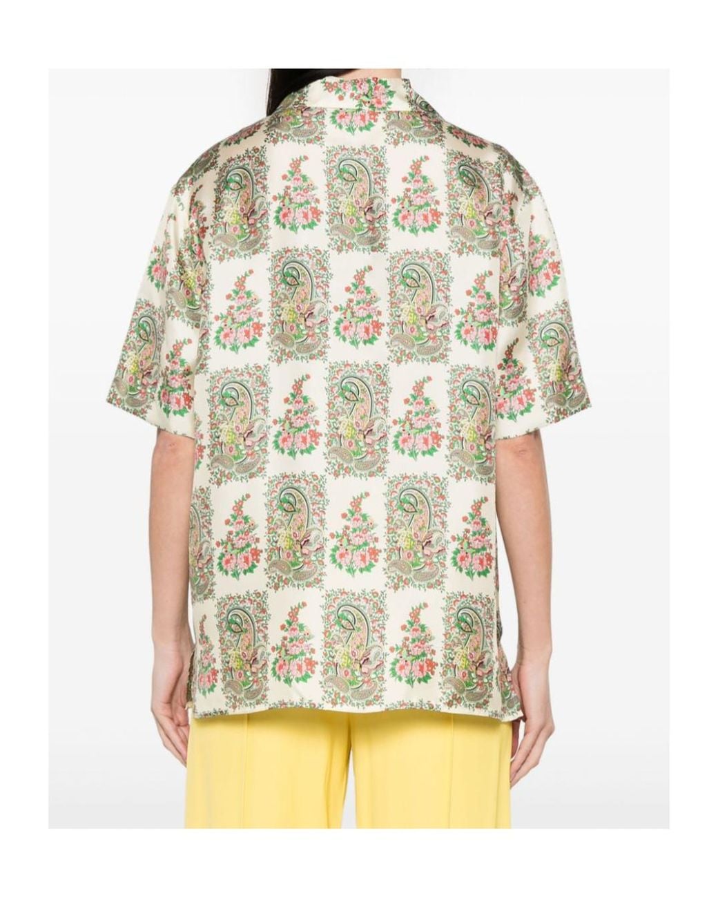Etro Metallic Floral-Printed Short Sleeved Shirt