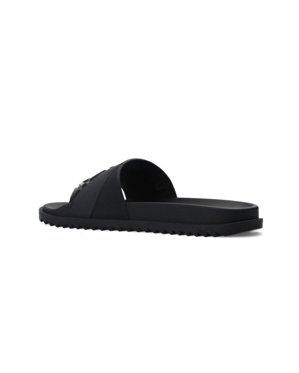 Fendi Black Ff Motif Embossed Slides for men