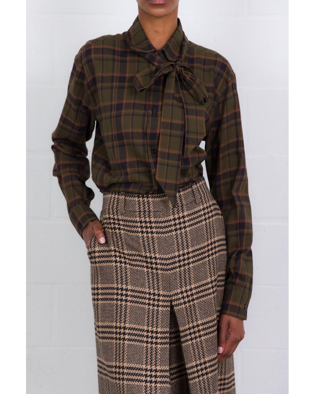 Saint Laurent Green Cassandre Lavallière Shirt