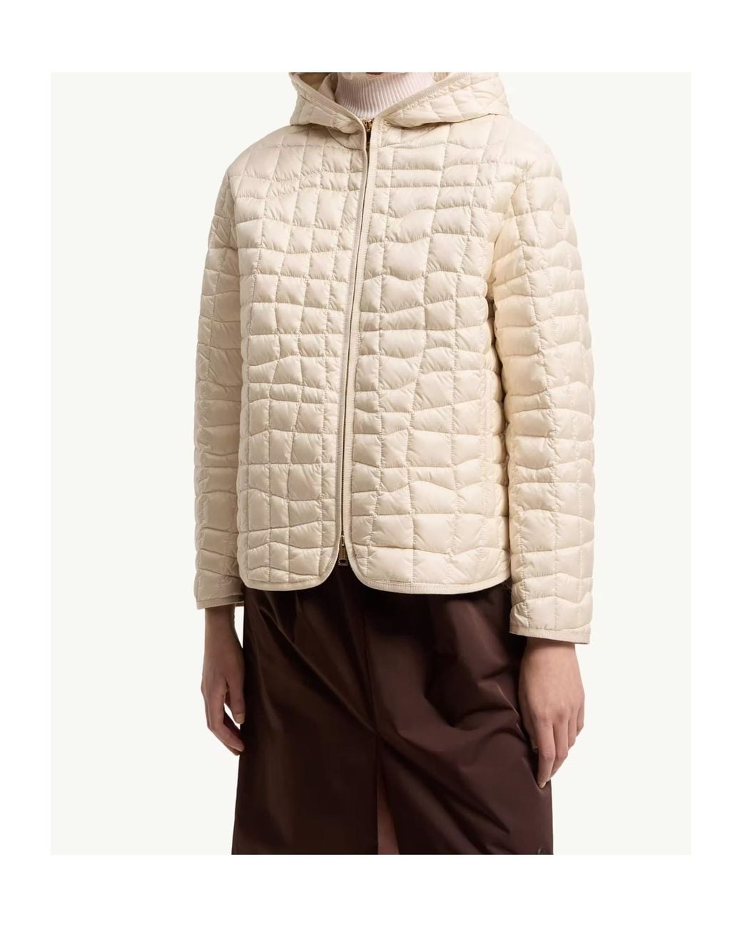 Moncler Natural Zip-Up Quilted Jacket