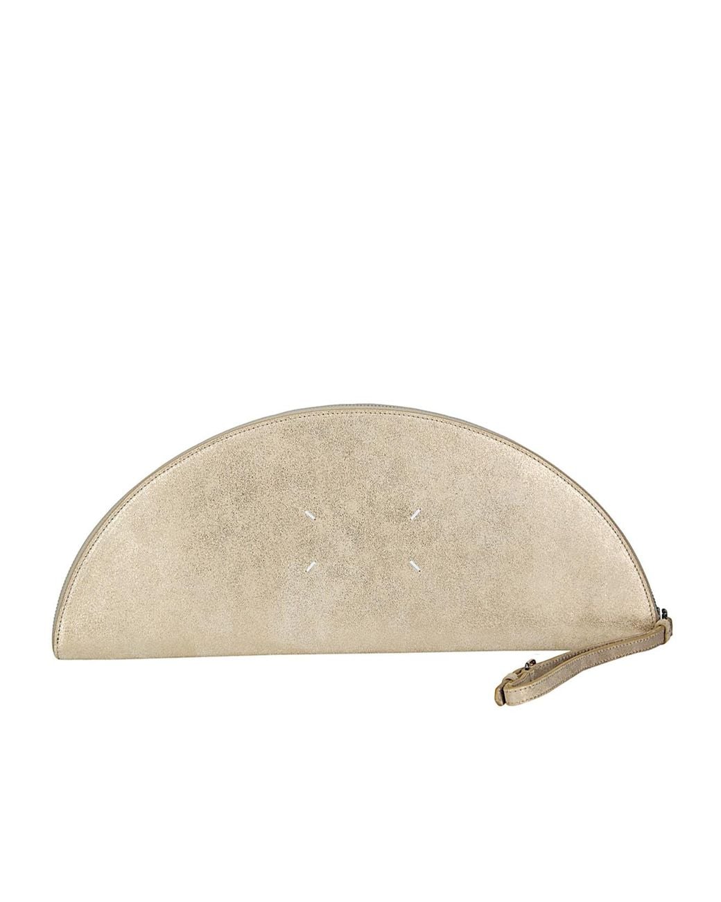 Maison Margiela Natural Halfmoon Stitched Metallic Clutch Bag
