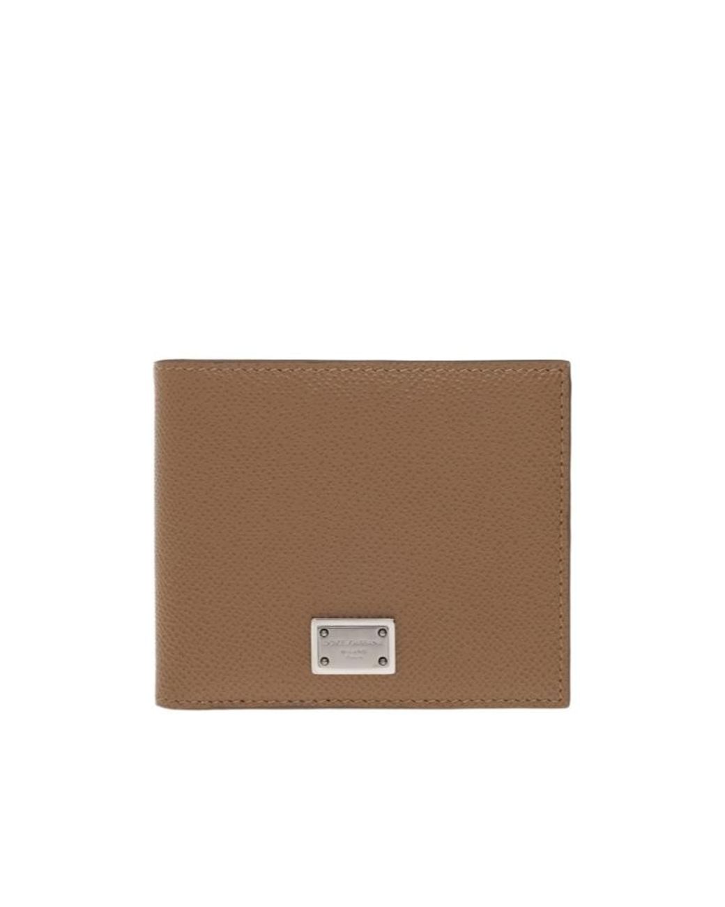 Dolce & Gabbana Brown Logo Plaque Bi-Fold Wallet for men