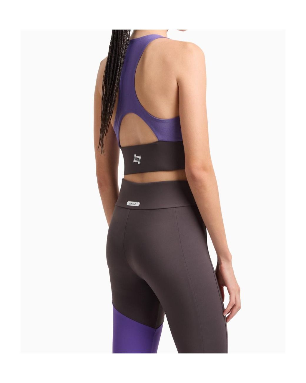 EA7 Purple Dynamic Athlete Logo Print Sports Bra