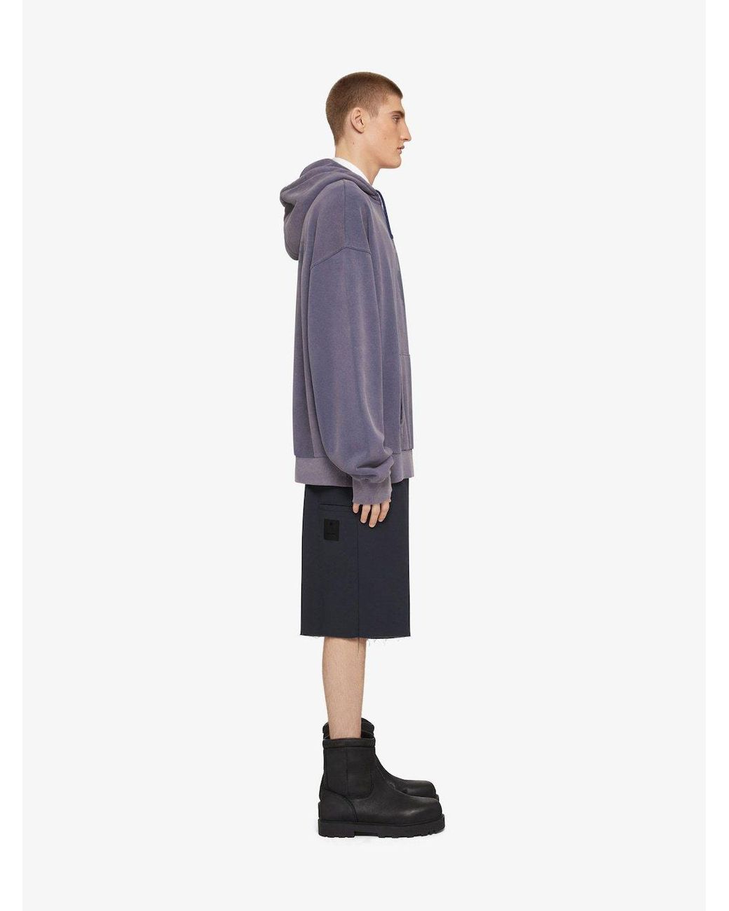Givenchy Blue Faded Drawstring Hoodie for men