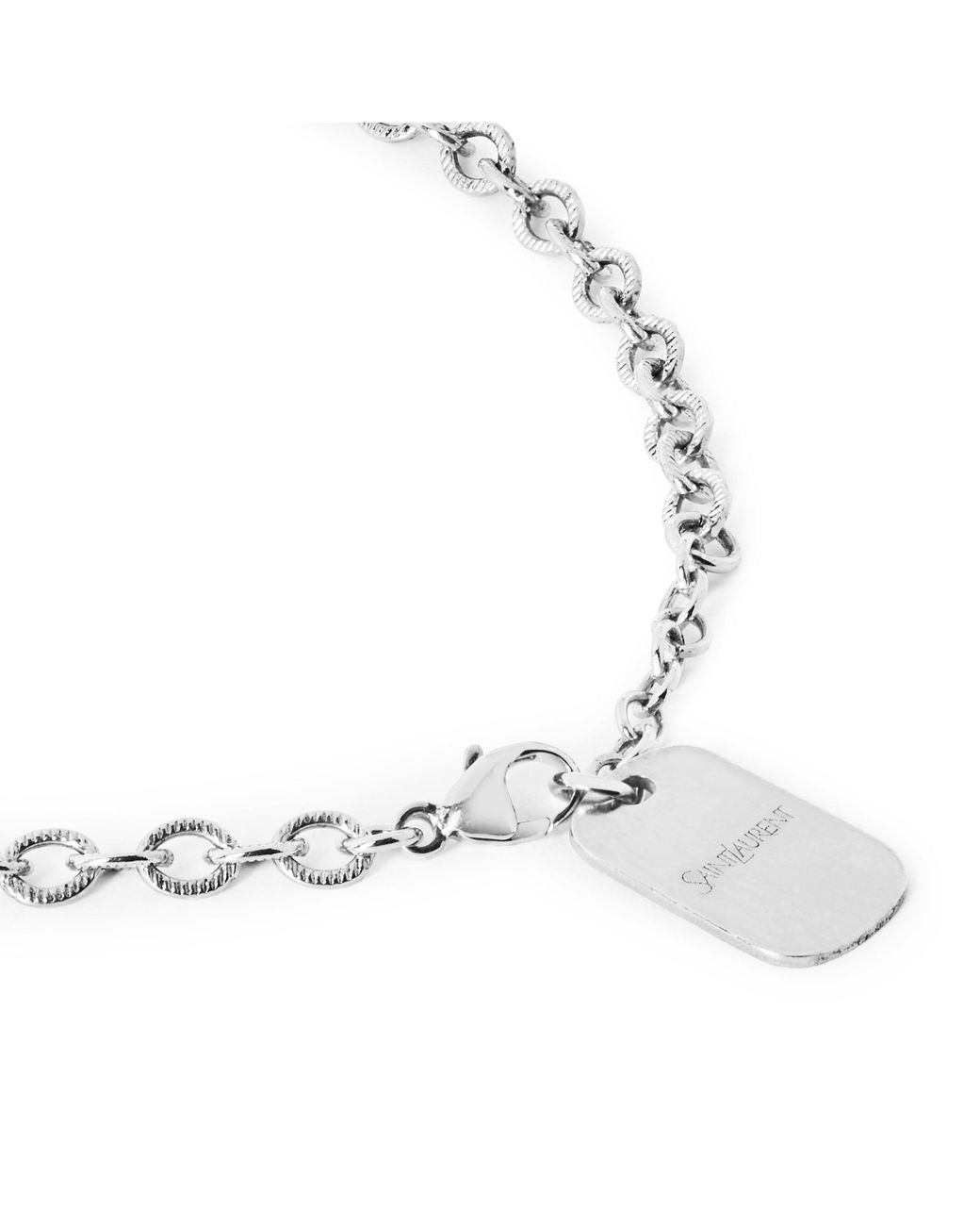 Saint Laurent White Twisted Pattern Oval Chain Bracelet for men