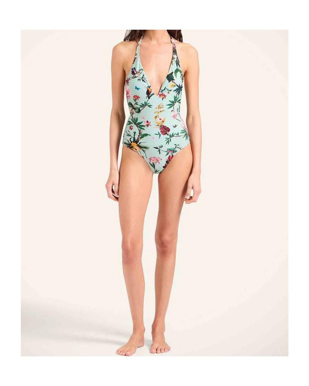 LaDoubleJ White Floral-Print Swimsuit