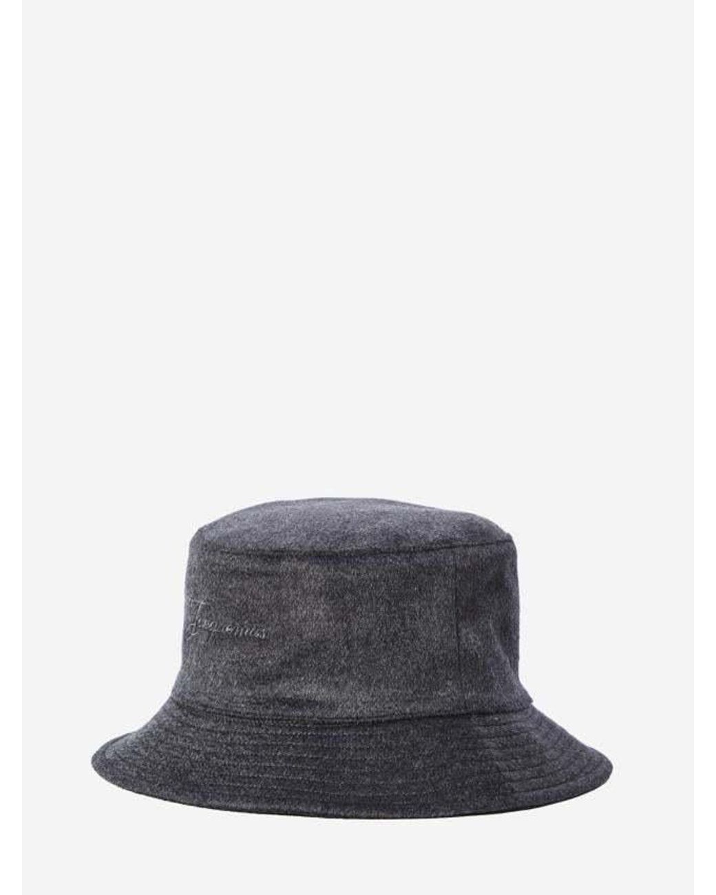 Jacquemus Gray Logo Embroidered Le Bob Bucket Hat for men