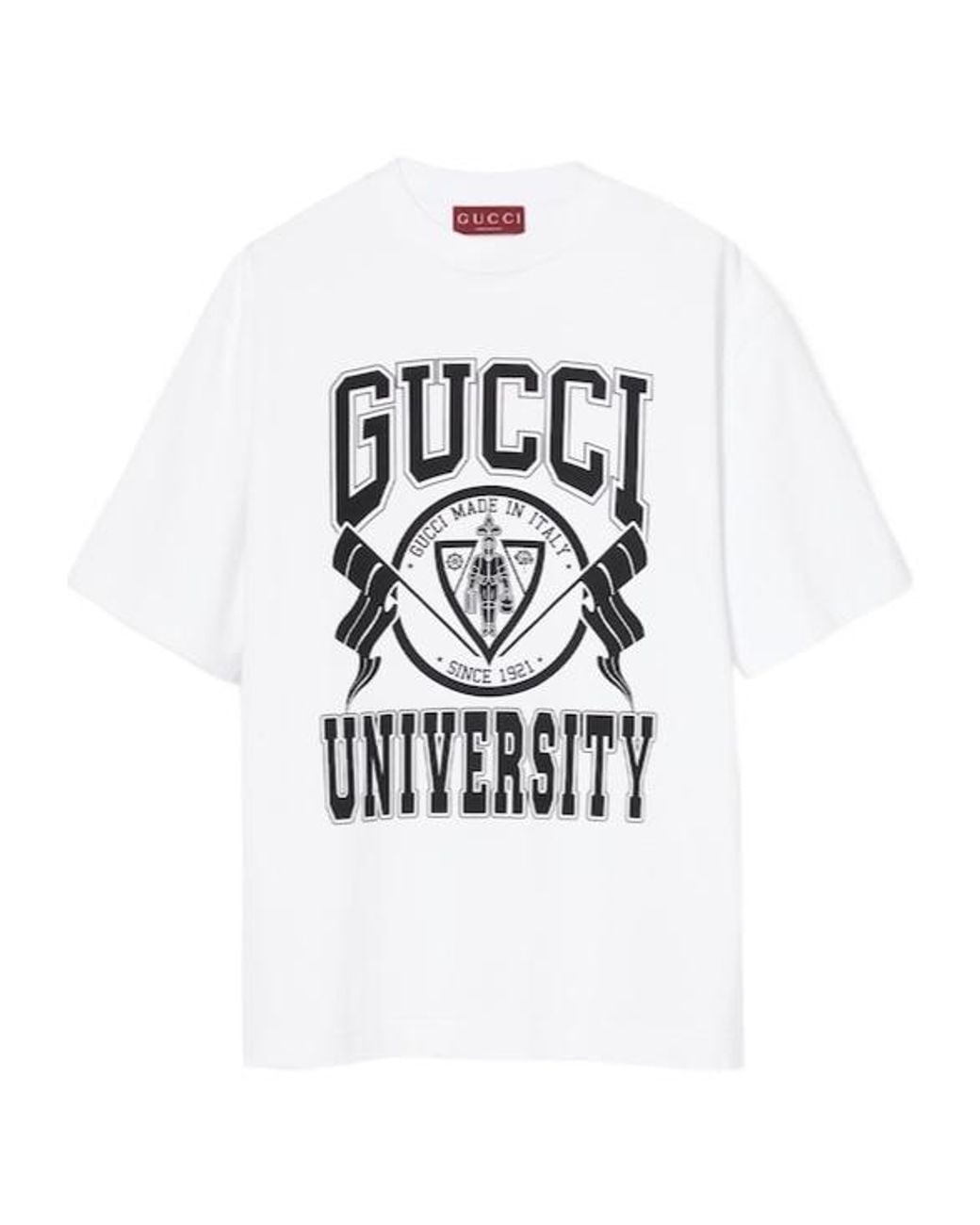 Gucci White Logo Printed Crewneck T-Shirt for men