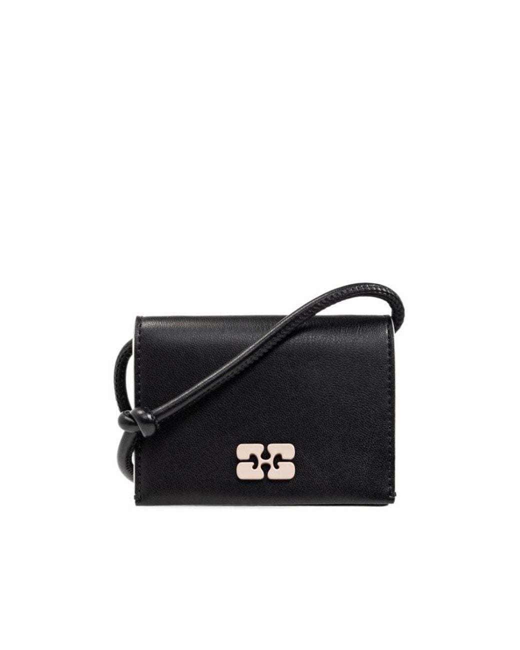 Ganni Black Bou Strapped Wallet