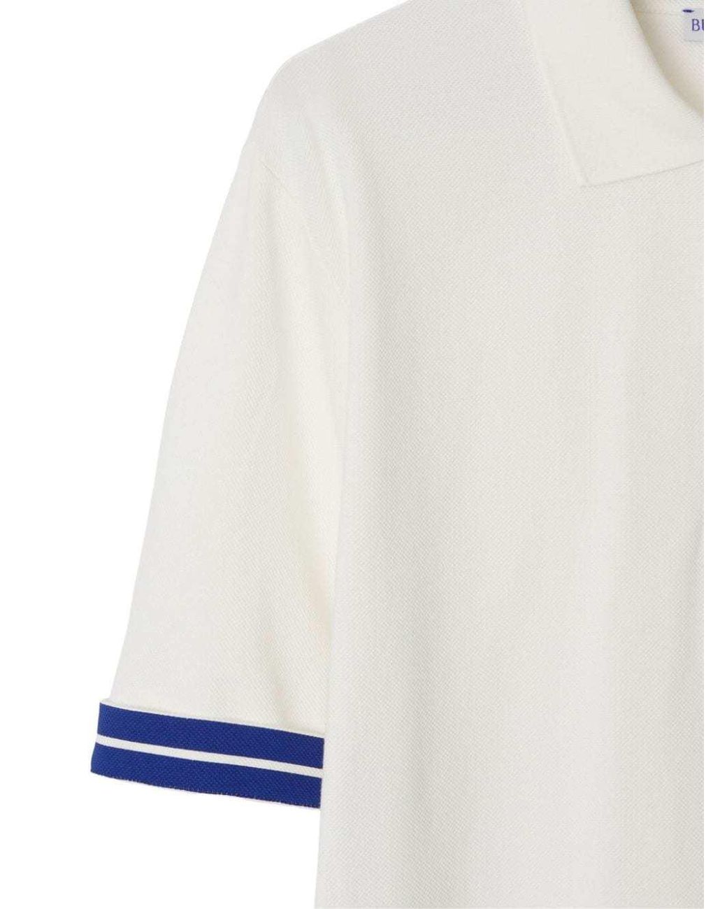 Burberry White Striped-Detail Short Sleeved Polo Shirt for men