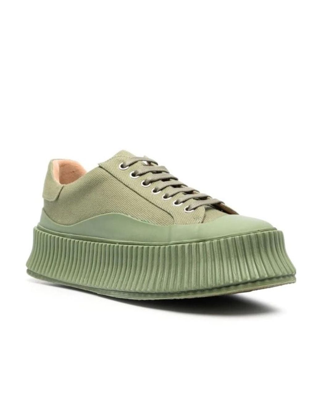 Jil Sander Green Round-Toe Chunky-Sole Sneakers
