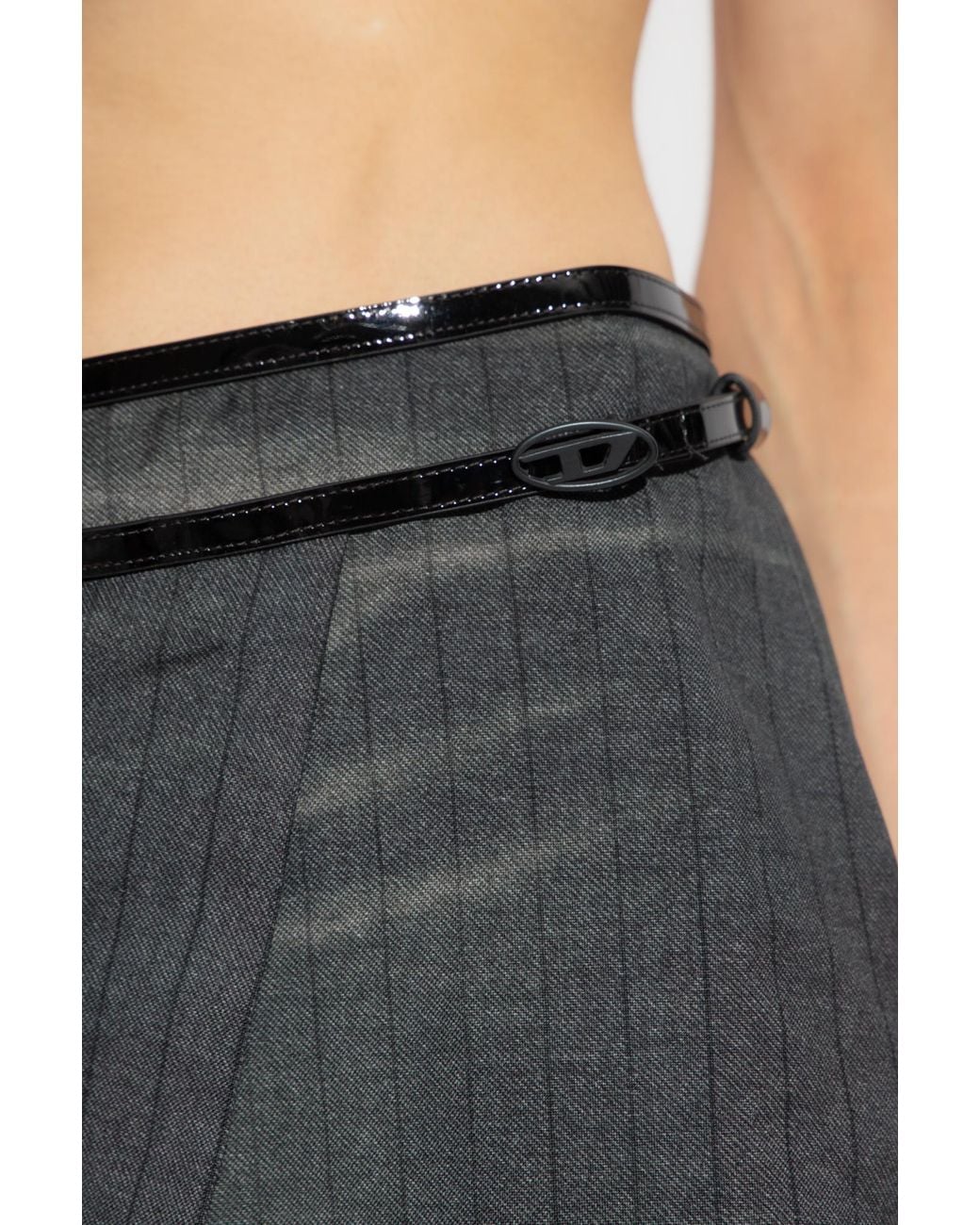 DIESEL Gray Stripe Patterned Asymmetric Wrap Skirt