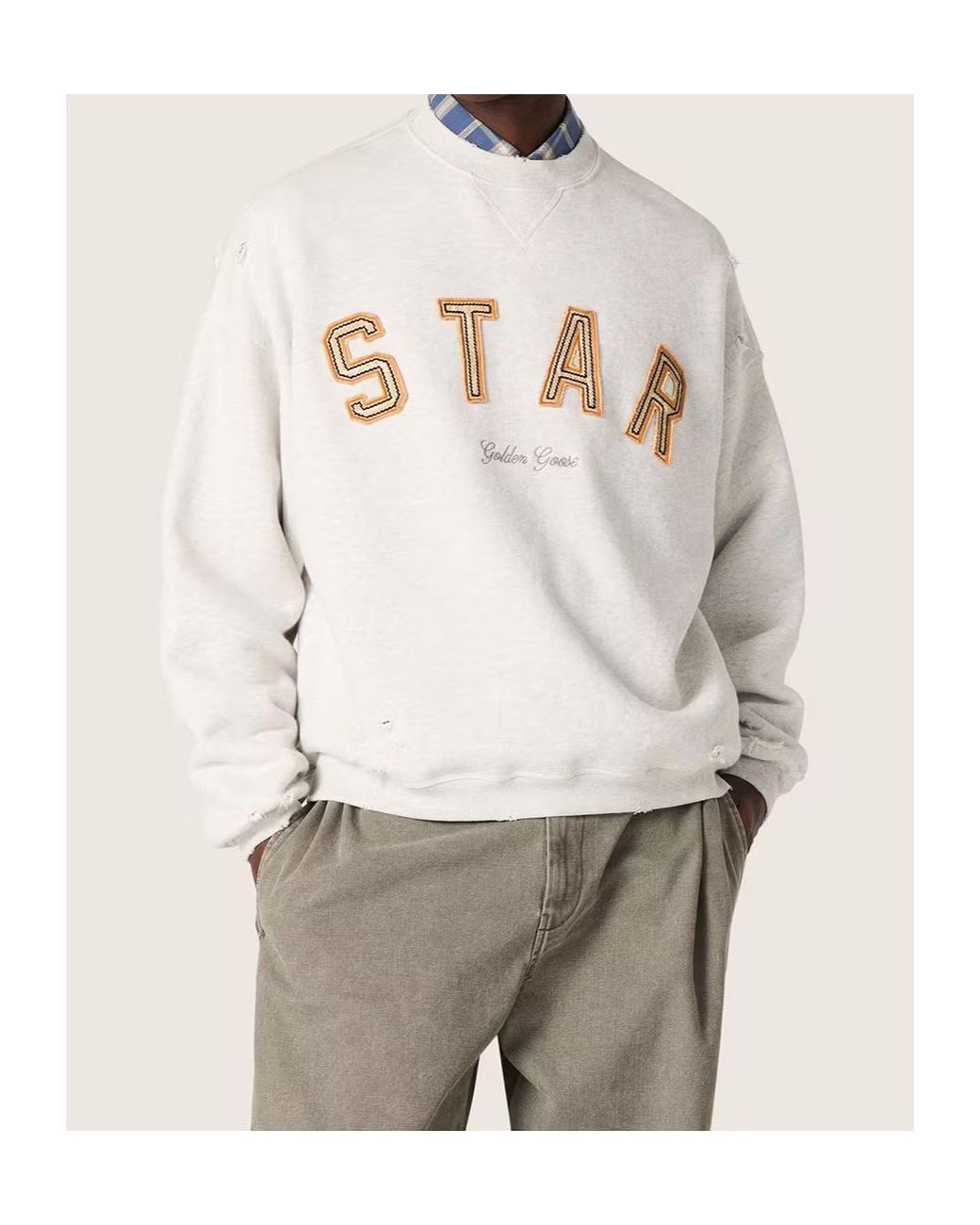 Golden Goose Deluxe Brand White Star Crewneck Sweatshirt for men