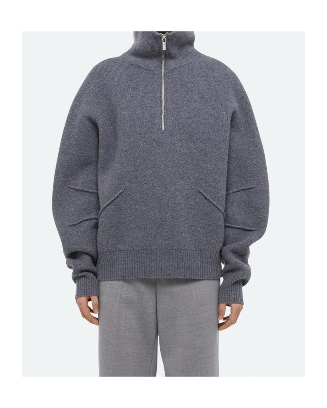 Helmut Lang Gray Long Sleeve Zipped Jumper