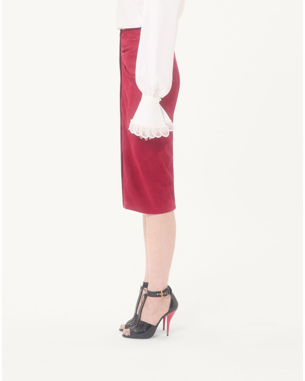 Valentino Red Suede Skirt