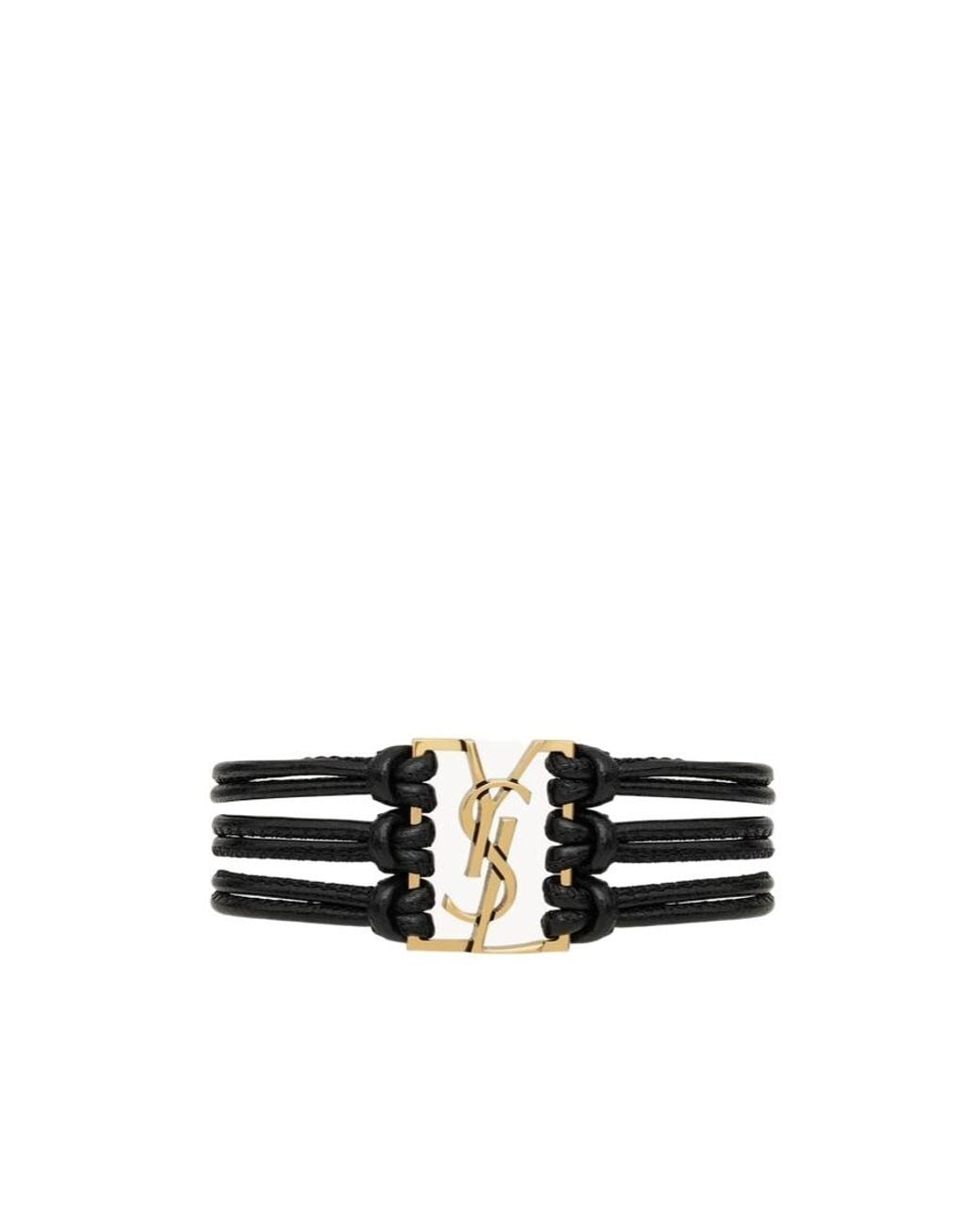 Saint Laurent White Babylone Cord Bracelet