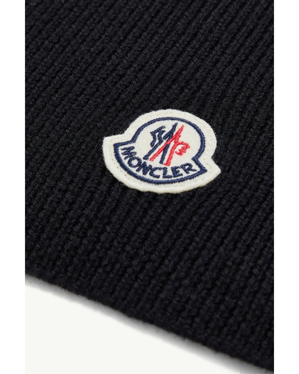 Moncler Black Logo Patch Knitted Scarf for men