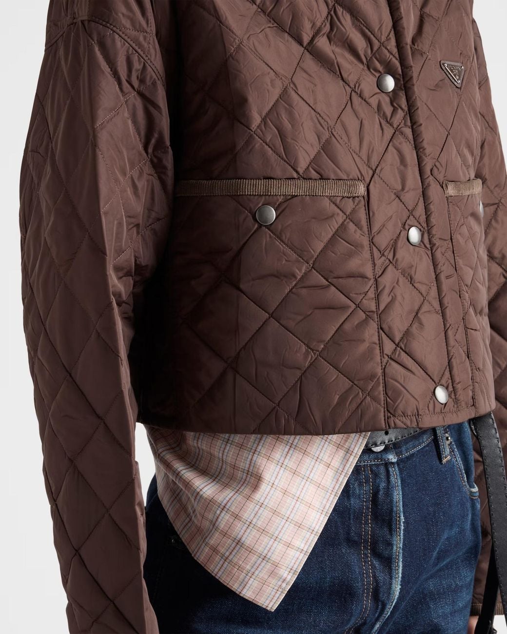 Prada Brown Lightweight Re-Nylon Cropped Blouson Jacket